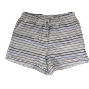 J Jill Linen Blend Multicolor Striped Paper Bag Shorts Elastic High Waist XL NWT